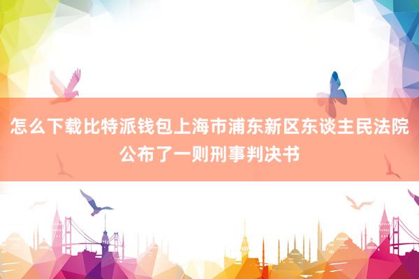 怎么下载比特派钱包上海市浦东新区东谈主民法院公布了一则刑事判决书